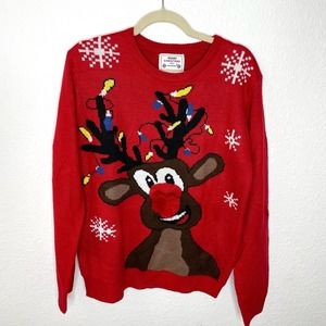 Ugly Christmas Sweater Oh Deer Rudolph the Red Nose Reindeer Sweater Womens xl